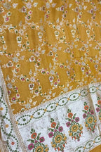 Yellow Banarasi Handloom Tussar Georgette Saree - Luxurion World