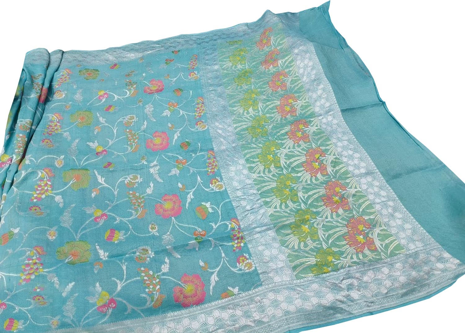Elegant Blue Banarasi Tussar Georgette Saree - Luxurion World