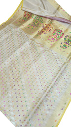 Pastel Banarasi Pure Katan Silk Handloom Meenakari Saree - Luxurion World