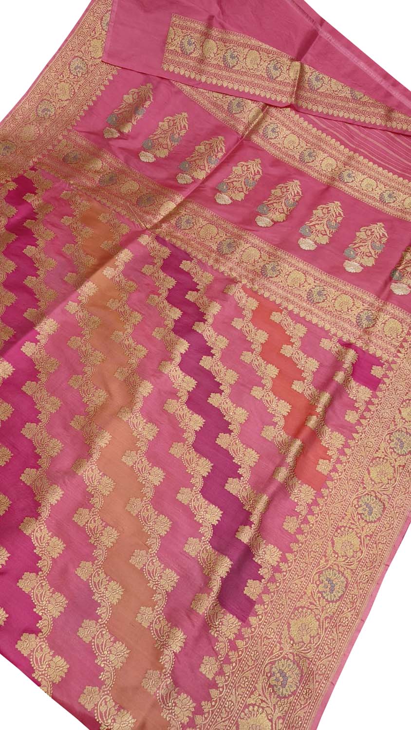 Multicolor Banarasi Pure Katan Silk Handloom Rangkat Saree - Luxurion World