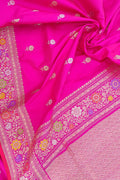 Pink Handloom Banarasi Pure Katan Silk Meenakari Saree - Luxurion World