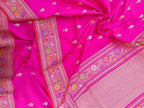 Pink Handloom Banarasi Pure Katan Silk Meenakari Saree - Luxurion World