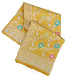 Yellow Handloom Banarasi Pure Katan Silk Meenakari Saree - Luxurion World