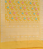 Yellow Handloom Banarasi Pure Katan Silk Meenakari Saree - Luxurion World