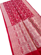 Red Banarasi Handloom Pure Katan Silk Saree - Luxurion World
