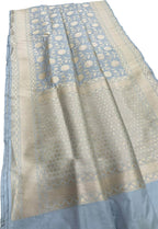 Blue Banarasi Handloom Pure Katan Silk Saree - Luxurion World