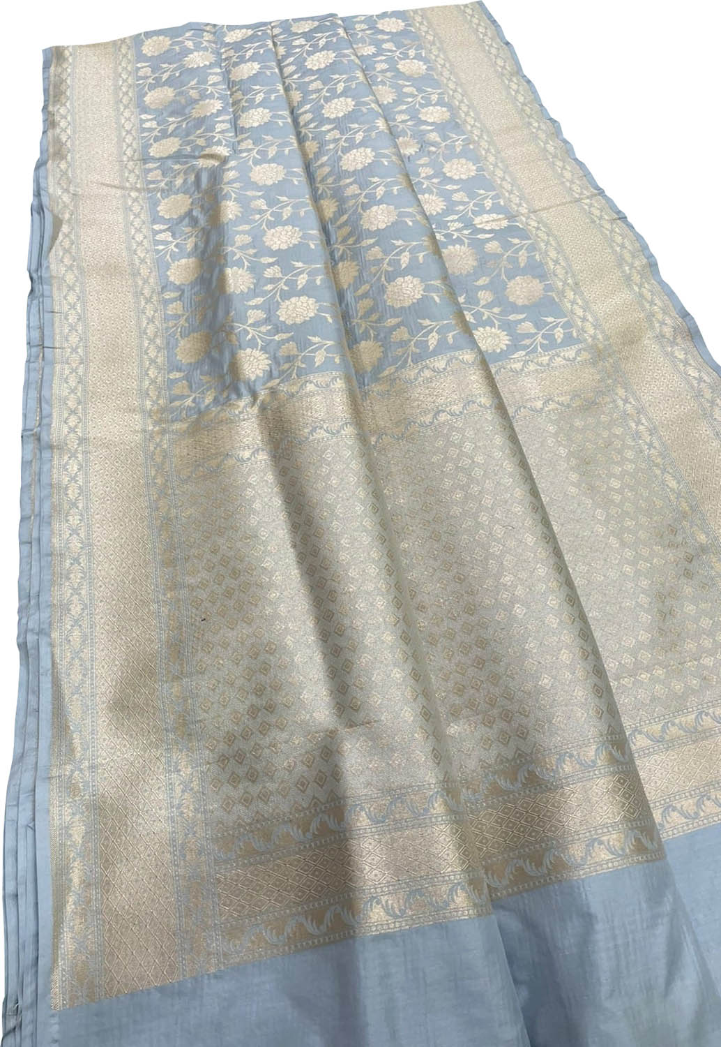 Blue Banarasi Handloom Pure Katan Silk Saree - Luxurion World