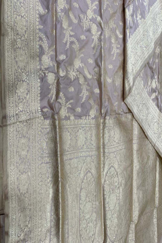 Purple Banarasi Handloom Pure Katan Silk Saree - Luxurion World