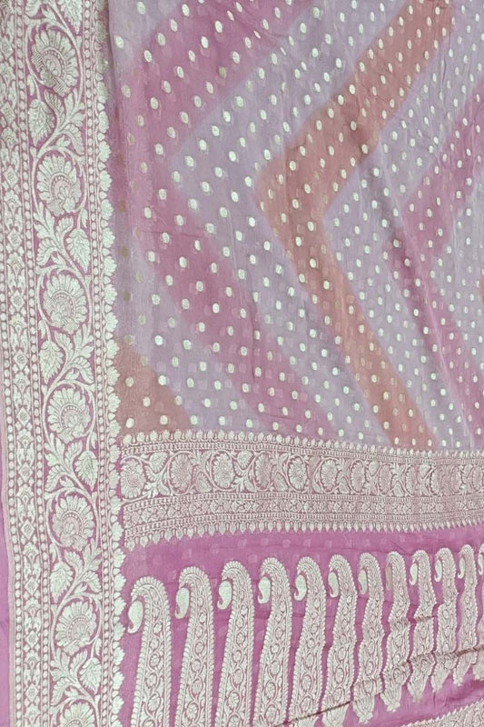 Multicolor Banarasi Handloom Pure Georgette Brush Dyed Saree
