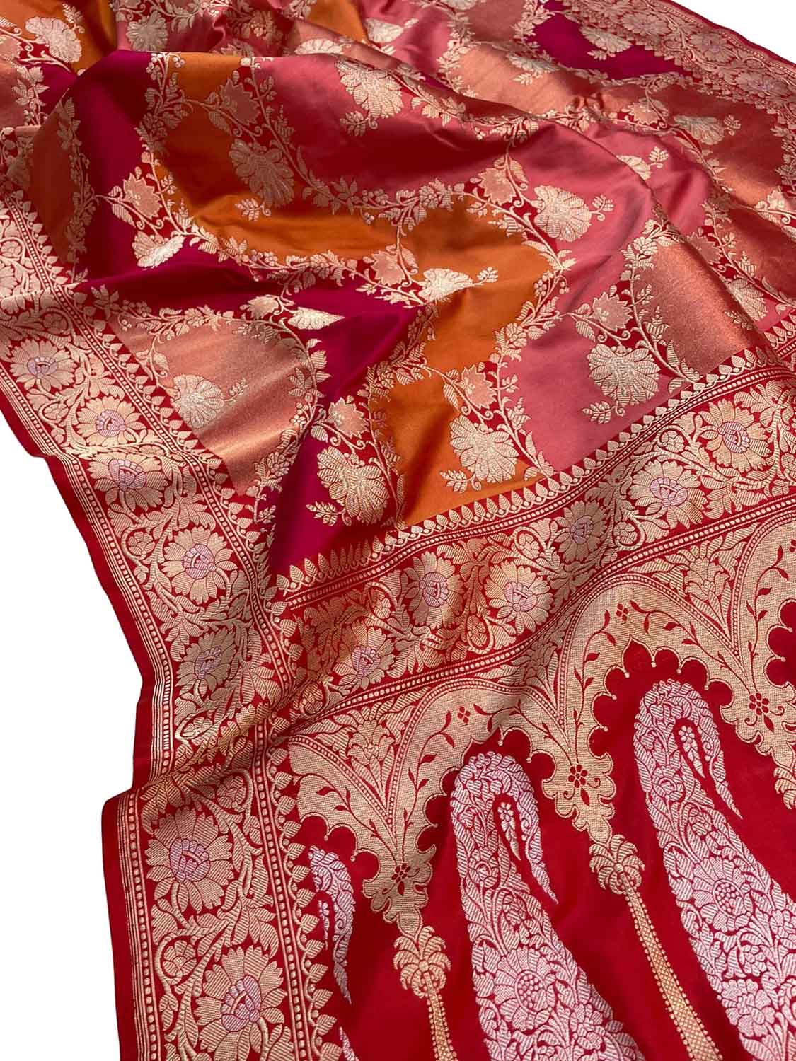 Multicolor Banarasi Rangkat Handloom Pure Katan Silk Saree - Luxurion World