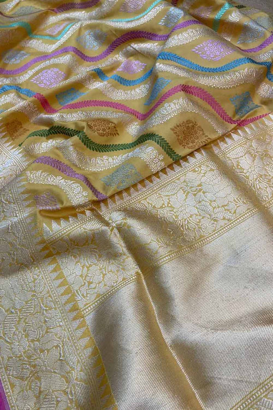 Multicolor Banarasi Handloom Pure Katan Silk Saree