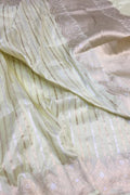 Pastel Banarasi Handloom Pure Katan Silk Stripes Design Saree - Luxurion World