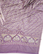 Purple Banarasi Handloom Pure Cotton Jamdani Saree - Luxurion World