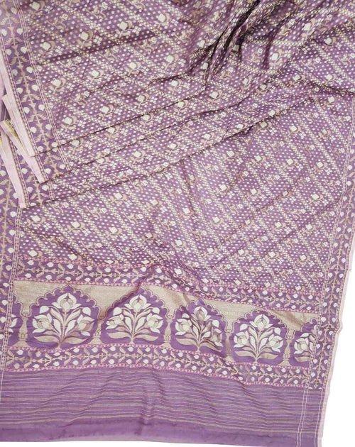 Purple Banarasi Handloom Pure Cotton Jamdani Saree - Luxurion World