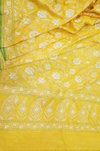 Yellow Banarasi Handloom Pure Cotton Jamdani Saree - Luxurion World