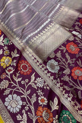 Exquisite Purple Banarasi Handloom Pure Katan Silk Meenakari Saree - Luxurion World
