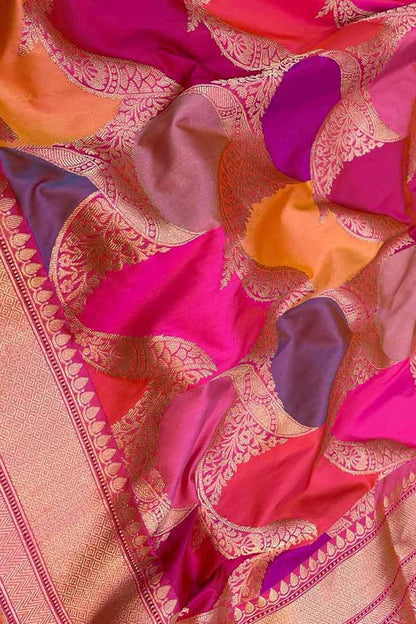 Exquisite Multicolor Banarasi Rangkat Handloom Pure Katan Silk Saree - Luxurion World