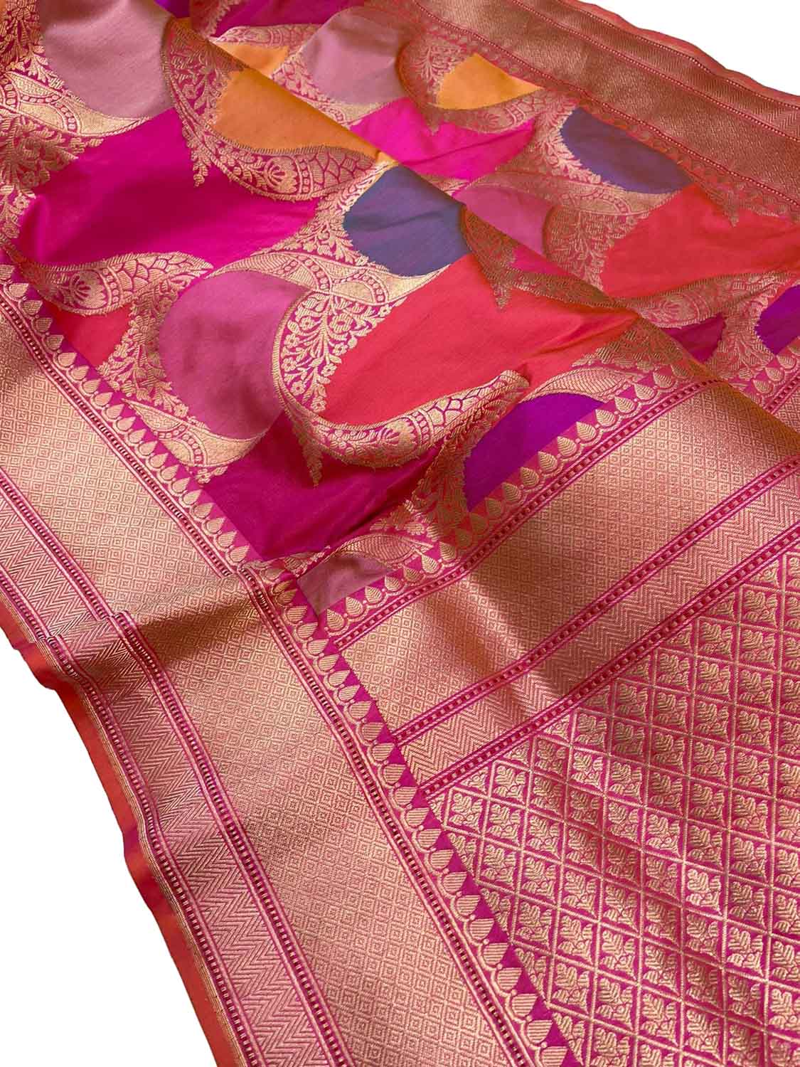 Exquisite Multicolor Banarasi Rangkat Handloom Pure Katan Silk Saree - Luxurion World