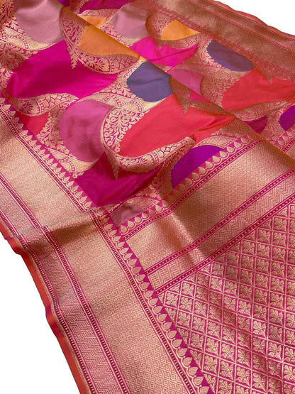 Exquisite Multicolor Banarasi Rangkat Handloom Pure Katan Silk Saree - Luxurion World