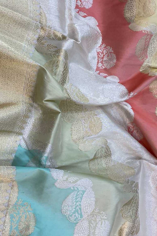 Stunning Multicolor Banarasi Rangkat Handloom Pure Katan Silk Saree - Luxurion World