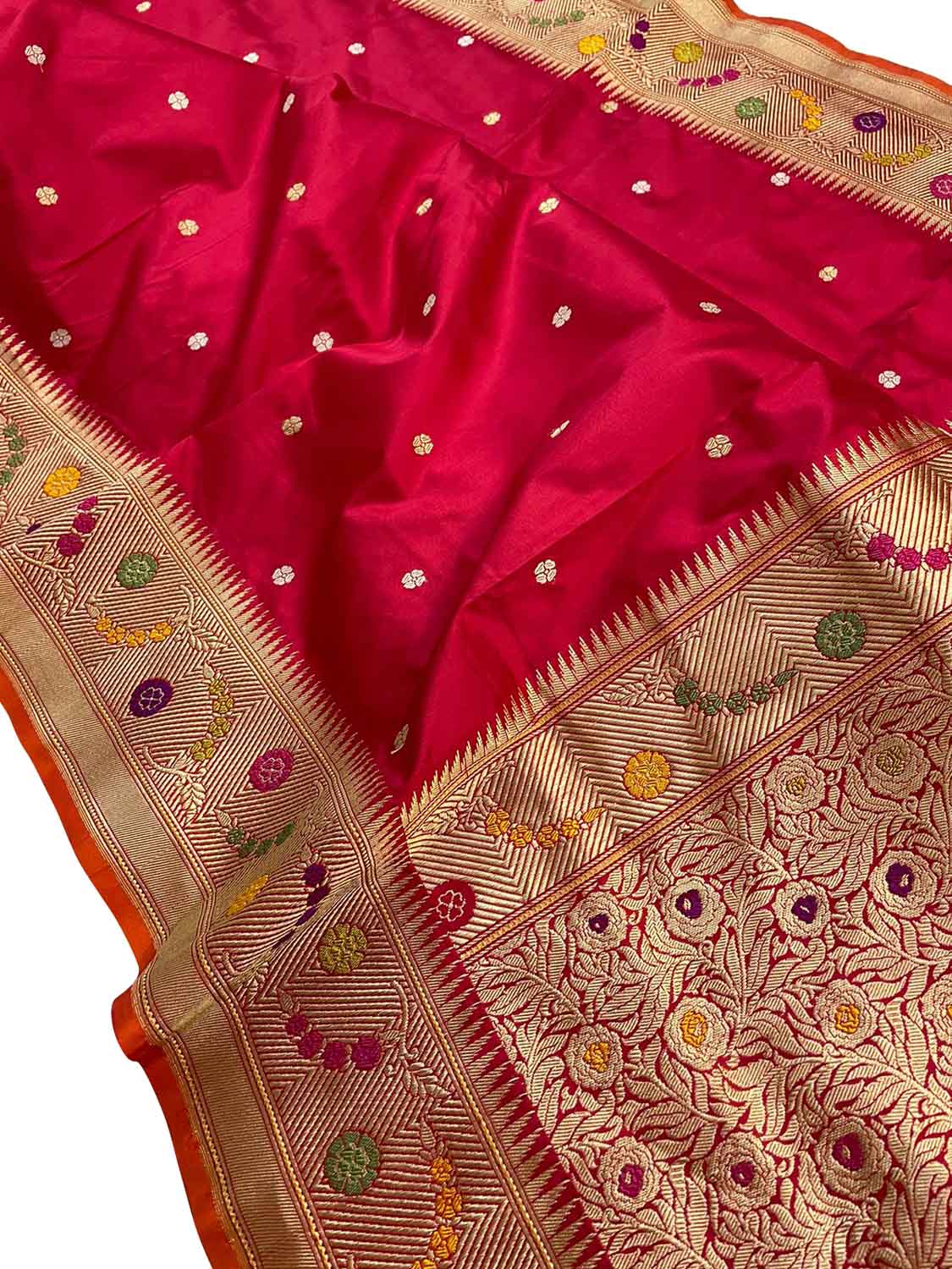 Elegant Reddish Pink Banarasi Handloom Pure Katan Silk Saree - Luxurion World