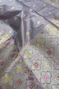 Exquisite Grey Banarasi Handloom Pure Katan Silk Saree: Timeless Elegance - Luxurion World