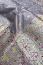 Exquisite Grey Banarasi Handloom Pure Katan Silk Saree: Timeless Elegance - Luxurion World