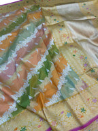 Exquisite Multicolor Banarasi Handloom Rangkat Pure Katan Silk Saree - Luxurion World