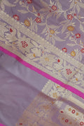 Elegant Purple Banarasi Handloom Pure Katan Silk Meenakari Saree - Luxurion World