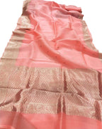 Pink Banarasi Kora Silk Saree - Luxurion World