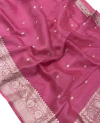 Pink Banarasi Kora Silk Saree - Luxurion World