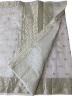 Off White Banarasi Kora Silk Saree - Luxurion World