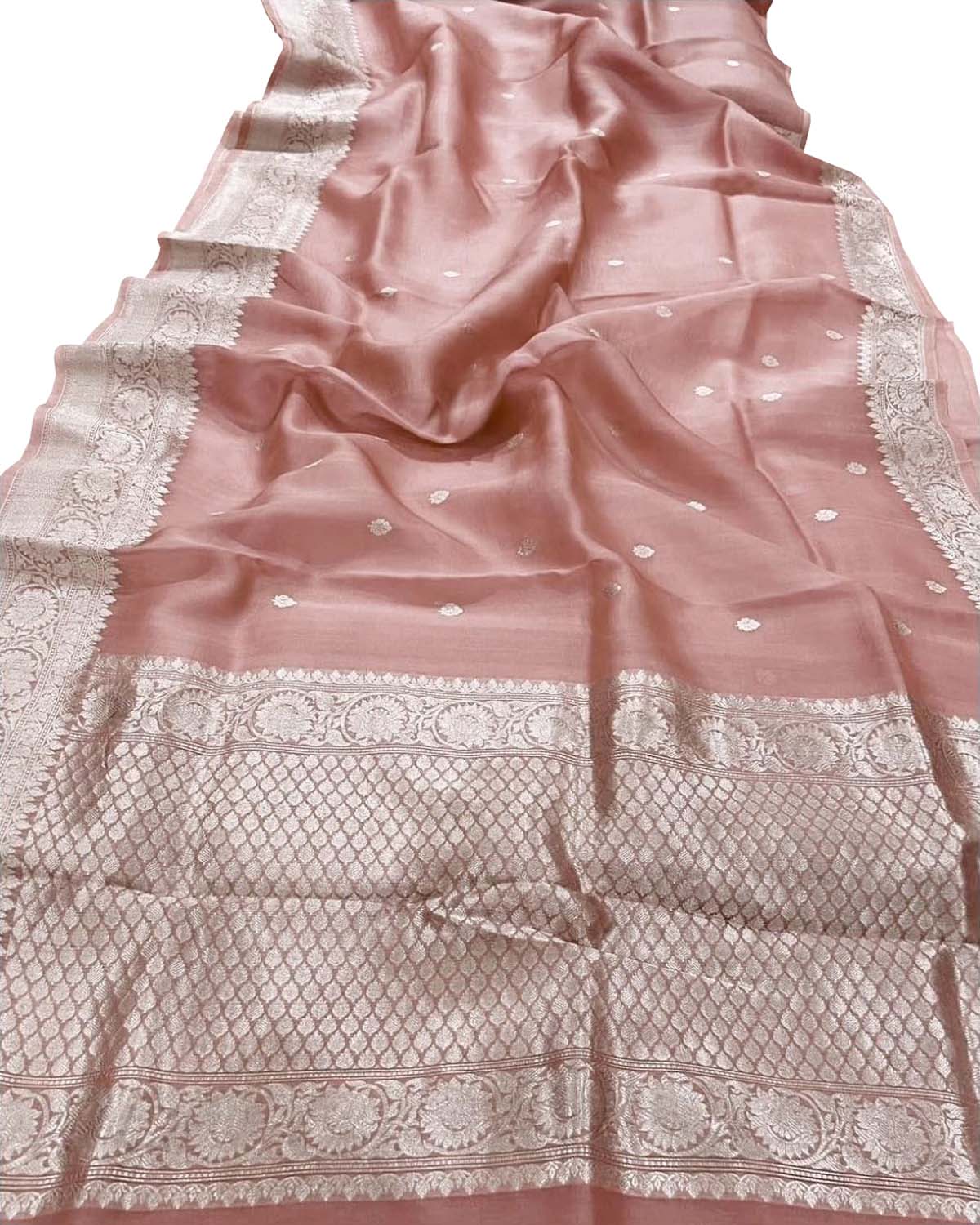 Pink Banarasi Kora Silk Saree - Luxurion World