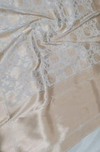 Pastel Handloom Banarasi Soft Katan Silk Opara Fully Kariyal Weaved Saree - Luxurion World