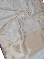 Pastel Handloom Banarasi Soft Katan Silk Opara Fully Kariyal Weaved Saree - Luxurion World