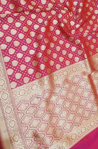 Pink Handloom Banarasi Soft Katan Silk Opara Fully Kariyal Weaved Saree - Luxurion World