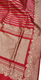 Red Handloom Banarasi Pure Katan Silk Sona Roopa Saree - Luxurion World