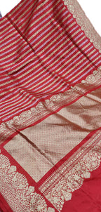 Red Handloom Banarasi Pure Katan Silk Sona Roopa Saree - Luxurion World