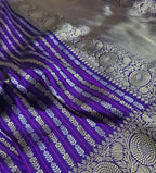 Purple Handloom Banarasi Pure Katan Silk Sona Roopa Saree - Luxurion World