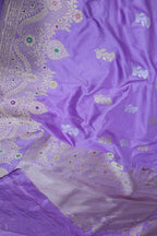 Elegant Purple Banarasi Handloom Pure Katan Silk Meenakari Saree - Luxurion World