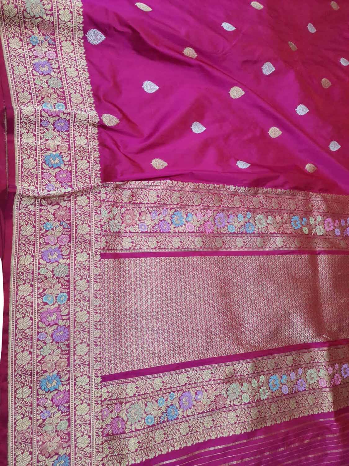 Elegant Pink Banarasi Handloom Pure Katan Silk Meenakari Saree - Luxurion World