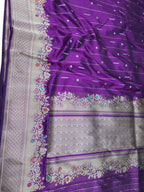 Elegant Purple Banarasi Handloom Pure Katan Silk Meenakari Saree - Luxurion World