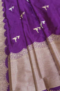 Purple Banarasi Handloom Pure Katan Silk Saree - Luxurion World