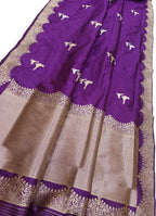 Purple Banarasi Handloom Pure Katan Silk Saree - Luxurion World