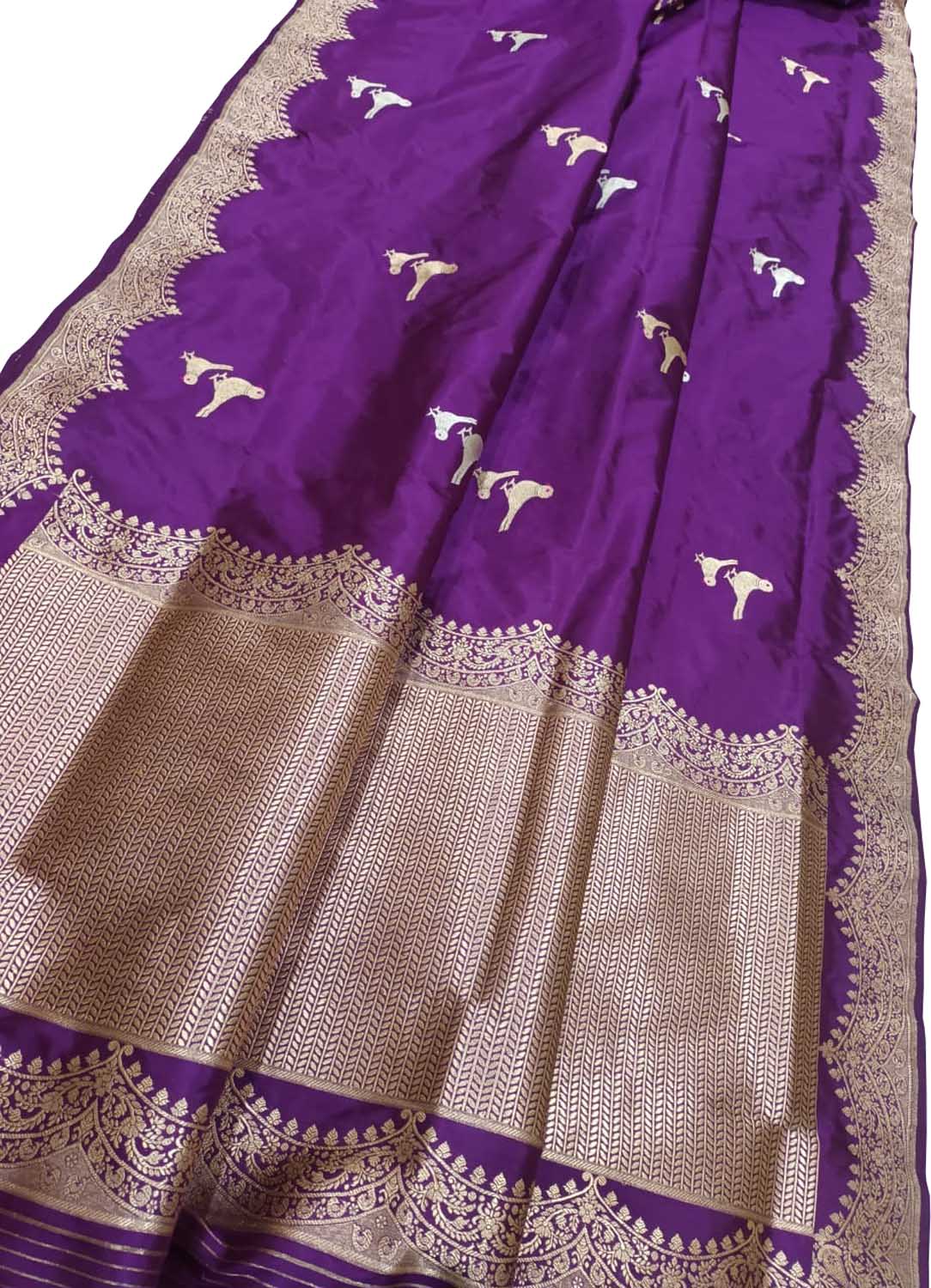 Purple Banarasi Handloom Pure Katan Silk Saree - Luxurion World