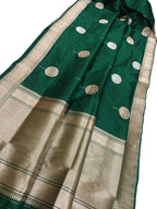 Green Banarasi Handloom Pure Katan Silk Saree - Luxurion World