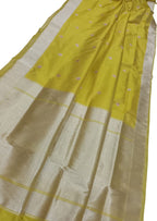 Yellow Banarasi Handloom Pure Katan Silk Saree - Luxurion World