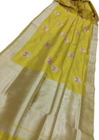 Yellow Banarasi Handloom Pure Katan Silk Saree - Luxurion World