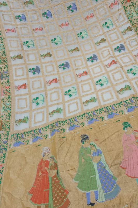 Dazzling Dyeable Banarasi Handloom Pure Tussar Georgette Saree - Luxurion World