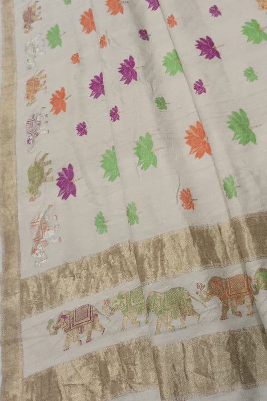 Dazzling Dyeable Banarasi Handloom Pure Tussar Georgette Saree - Luxurion World